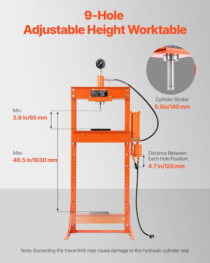 Vevor 20 T Hydraulic Shop Press Hydraulic Press Press Plate Bending
