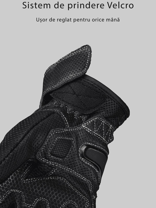 Winter Herren Motorradhandschuhe Leder Schwarz