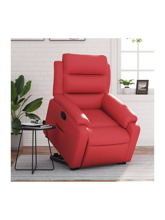 Relaxsessel mit Fußhocker aus Kunstleder Red 75x92.5x100cm
