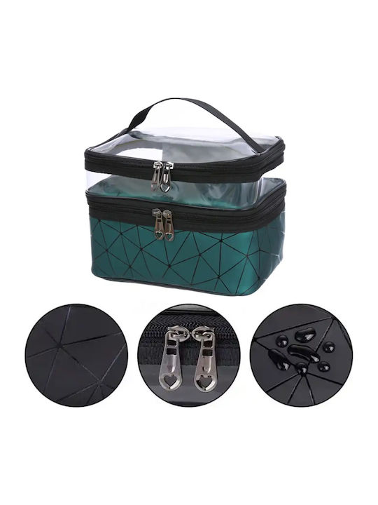 Cosmetic Perfume Organizer Bag Tecos Handle Ideal Travel Checked Luggage Jade Green 2 Compartments