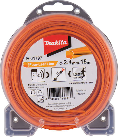Makita E-01797 Round Brush Cutter Trimmer Line Length 15m and Thickness 2.4mm