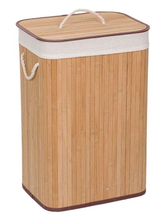 Bamboo Laundry Basket 72L with Cap 40x30x60cm Beige