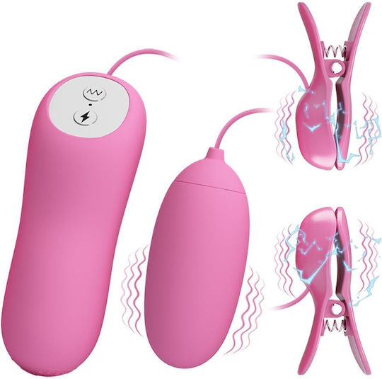 Pretty Love Electric Shock and Vibro Bullets pentru Electro-stimulare în Culoare Roz