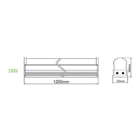 Aca Φωτιστικό Πάγκου Κουζίνας LED 18W Warmes Weiß mit Schalter 120cm.