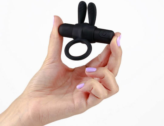 Crushious Wonka Rechargeable Vibrating Cock Ring Black 7.8cm 10 Speeds