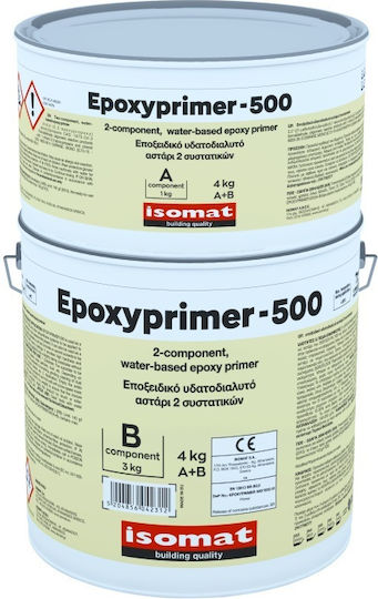 Isomat Epoxyprimer 500 Епоксиден водоразтворим грунд 2 Съставки Бледожълто Подходящ за Строителни материали 4кг