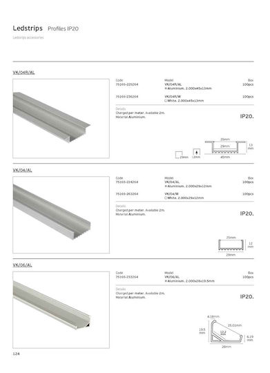 VK Lighting Χωνευτό Προφίλ Αλουμινίου Ταινίας LED 200x2.9x1.2εκ.