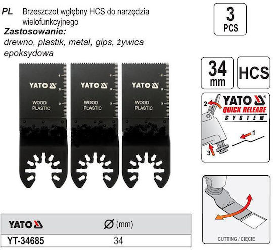 Tactix Set Consumabile Pentru Multitool Set Accesorii Pentru Multitool 3 Bucăți YT-34685
