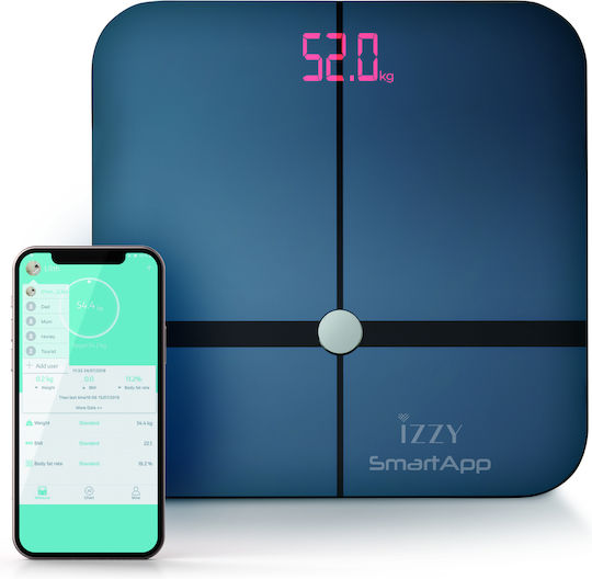 Izzy Smart Ζυγαριά 180kg με Λιπομετρητή & Bluetooth Navy Μπλε 223730