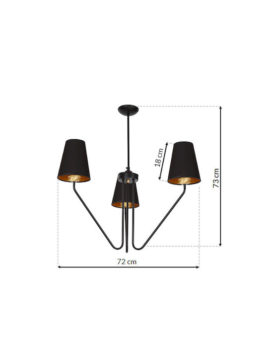 Eko Light Kronleuchter 3xE27 mit Schirmen Schwarz MLP4912