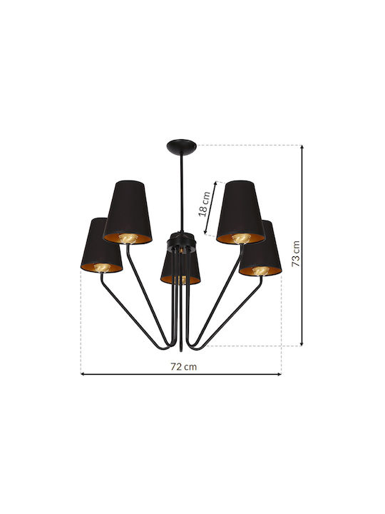 Eko Light Πολυέλαιος 5xE27 με Καπέλα Μαύρος MLP4913