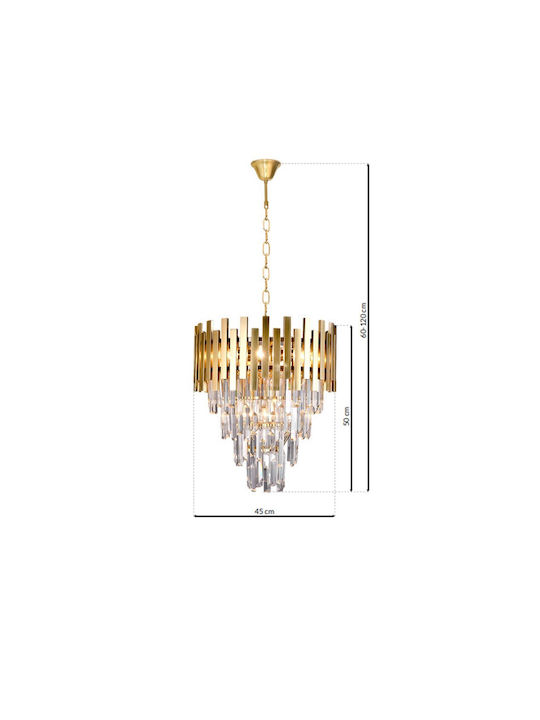 Eko Light Πολυέλαιος 9xE14 Ø45cm με Κρύσταλλα Χρυσός ML6000