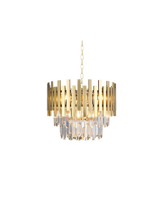 Eko Light Πολυέλαιος Ø50cm με Κρύσταλλα Χρυσός Eko Light Πολυέλαιος Ø50cm με Κρύσταλλα Χρυσός