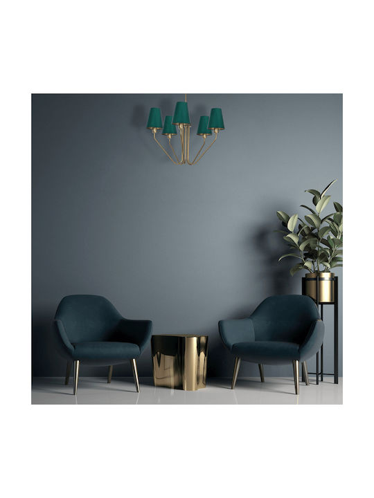Eko Light Πολυέλαιος 5xE27 με Καπέλα Πράσινος MLP4908