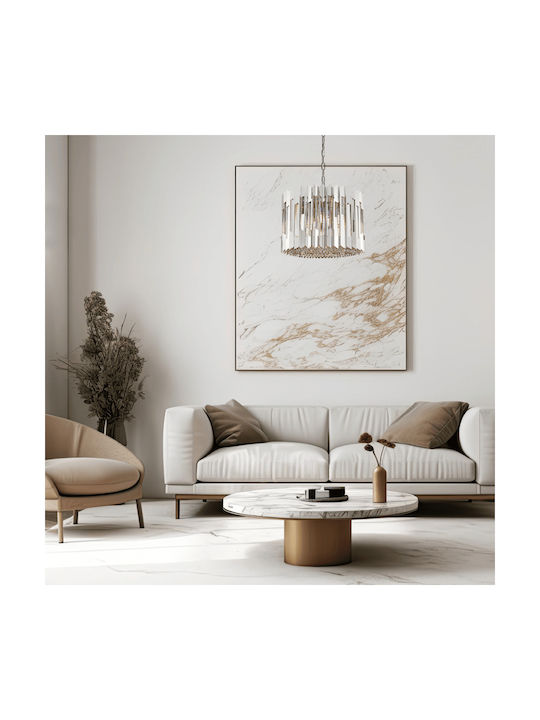 Eko Light Πολυέλαιος με Κρύσταλλα Ασημί ML0394