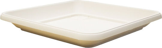Atmosphera Tetra Plastic Floral White Pot Plate 36x36cm 10.01.0051