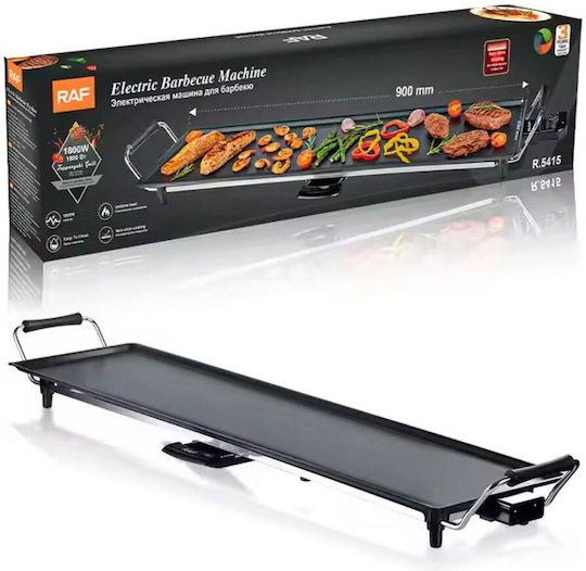 Raf Tabletop Electric Grill Smooth Plate 1800W with Adjustable Thermostat 90cmx24cmcm