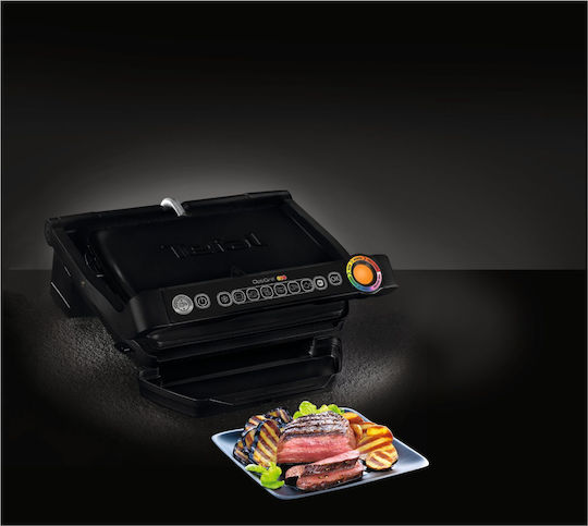 Tefal Optigrill Επιτραπέζια Ηλεκτρική Ψησταριά Αυλακωτής Πλάκας 2000W με Καπάκι και Ρυθμιζόμενο Θερμοστάτη 30x22.9εκ.