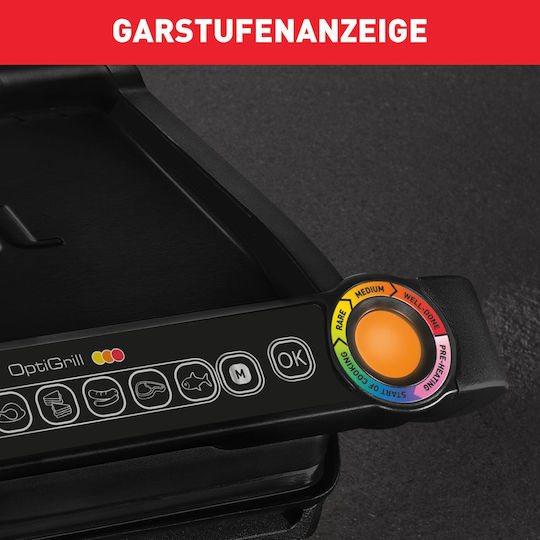 Tefal Optigrill Επιτραπέζια Ηλεκτρική Ψησταριά Αυλακωτής Πλάκας 2000W με Καπάκι και Ρυθμιζόμενο Θερμοστάτη 30x22.9εκ.