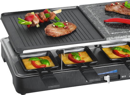 Clatronic Tabletop Grătar Electric Raclette Placă Netedă și Striată 1400W Grătare electrice cu Termostat Reglabil 46bucx23buccm