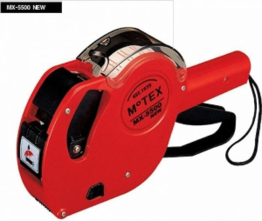 Motex MX-5500 Mechanical Handheld Label Maker 1 Row in Red Color