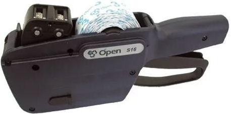 Open S16 Μηχανικός Ετικετογράφος Χειρός Διπλός σε Μαύρο Χρώμα