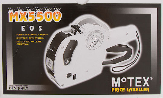 Motex MX-5500 Mechanical Handheld Label Maker 1 Row in Black Color
