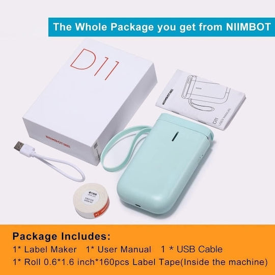Niimbot D11 Ηλεκτρονικός Ετικετογράφος Χειρός Μονός σε Μπλε Χρώμα