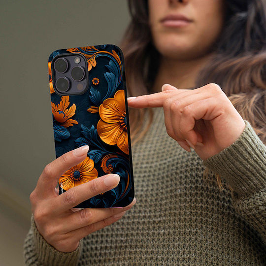 Sonique 3D-Blumenserie Hülle für Motorola Moto G04 4G Moto G04s 4G Moto G24 4G Moto E14 4G Orange 01