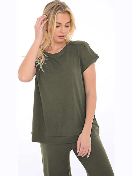 Women's Blouse Short Sleeve Khaki