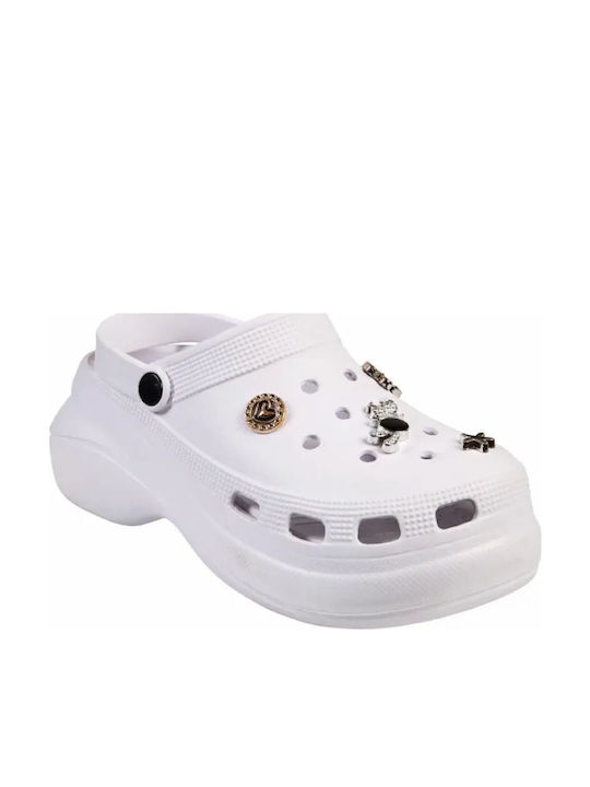 Adam's Shoes Damen Clogs Pin White