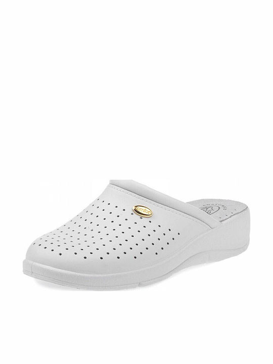 Max Relax Women's Leather Clogs White