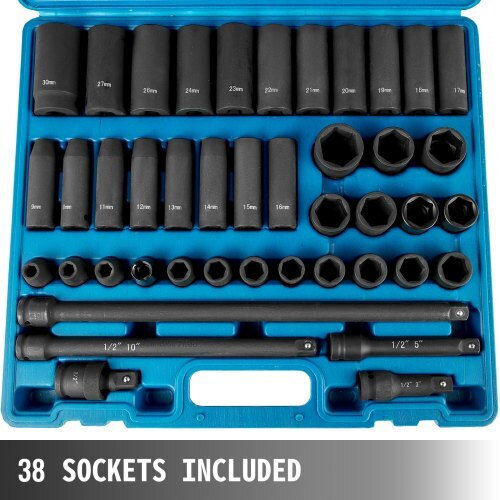 Vevor Căpăcei Pneumatic - Pneumatic Hexagonali cu Patrat de Prindere 1/2" Set 43buc
