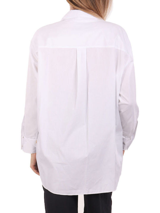 Langärmelig Damen Hemd White