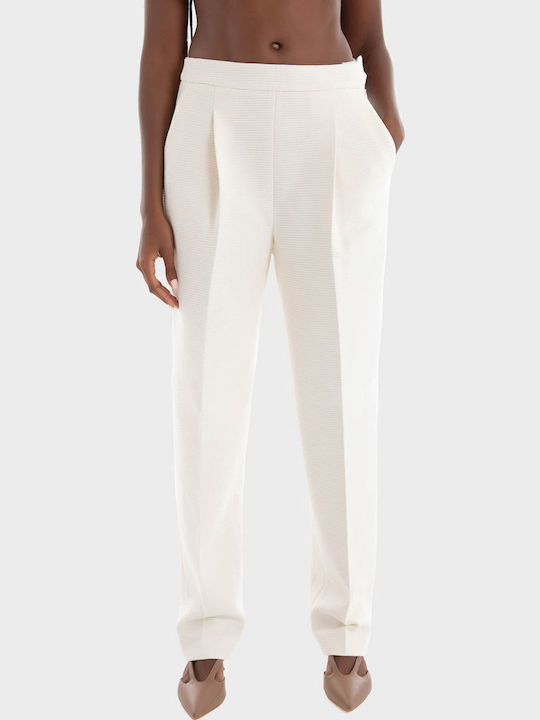 Takerana Damen Stoff Hose Off White