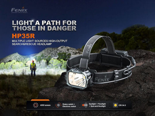 Fenix Επαναφορτιζόμενος Φακός Κεφαλής LED IP66 με Μέγιστη Φωτεινότητα 4000lm