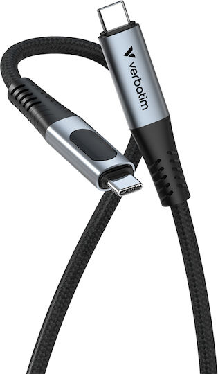 Verbatim Braided / LED USB 4 Video Cable USB-C Male - USB-C 240W PD Black 1.2m 31849