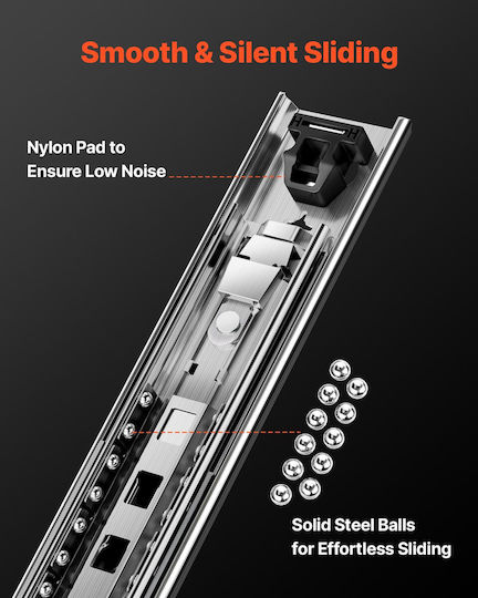Vevor 1 Pair 16-60 In Soft-close Drawer Slides Ball Bearing Full Extension