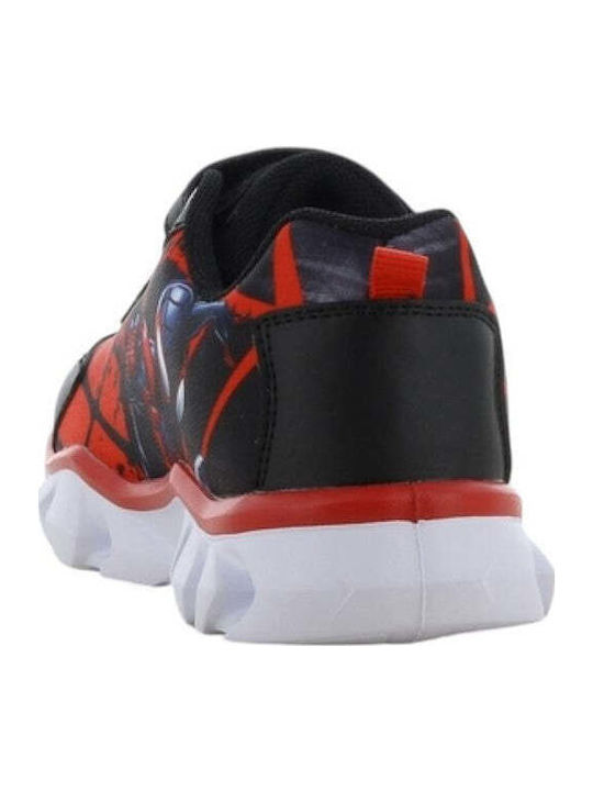 Παιδικά Sneakers Ανατομικά με Σκρατς & Φωτάκια Μαύρα