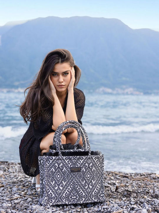 Roxani Stoff Damenhandtasche Tote Handtasche Schwarze