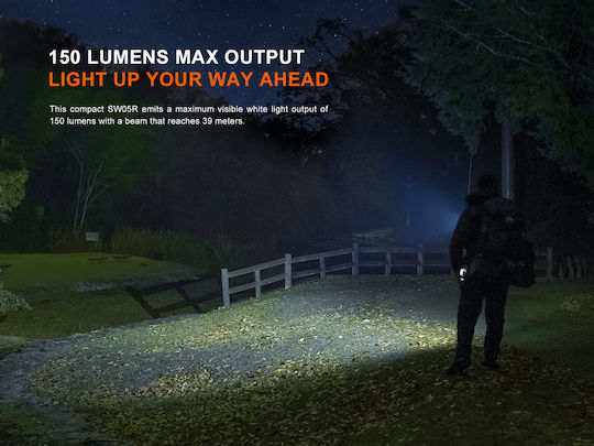 Fenix Wiederaufladbar Taschenlampe LED UV IPX6 mit maximaler Helligkeit 150lm Weiß