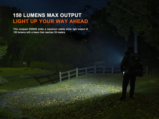 Fenix Rechargeable Flashlight LED IPX6 with Maximum Brightness 150lm Black