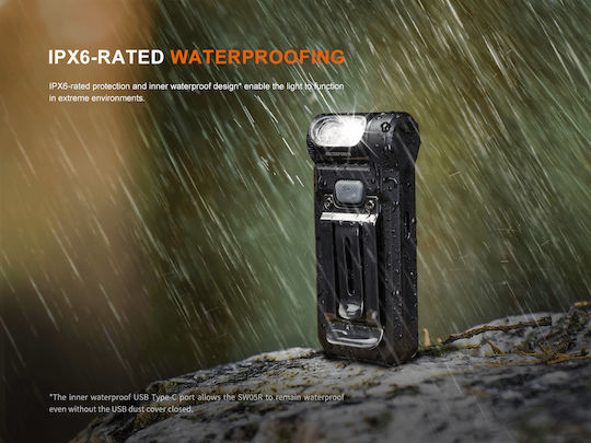 Fenix Rechargeable Flashlight LED IPX6 with Maximum Brightness 150lm Black