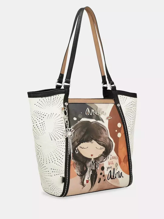Γυναικεία Τσάντα Shopper Ώμου Εκρού