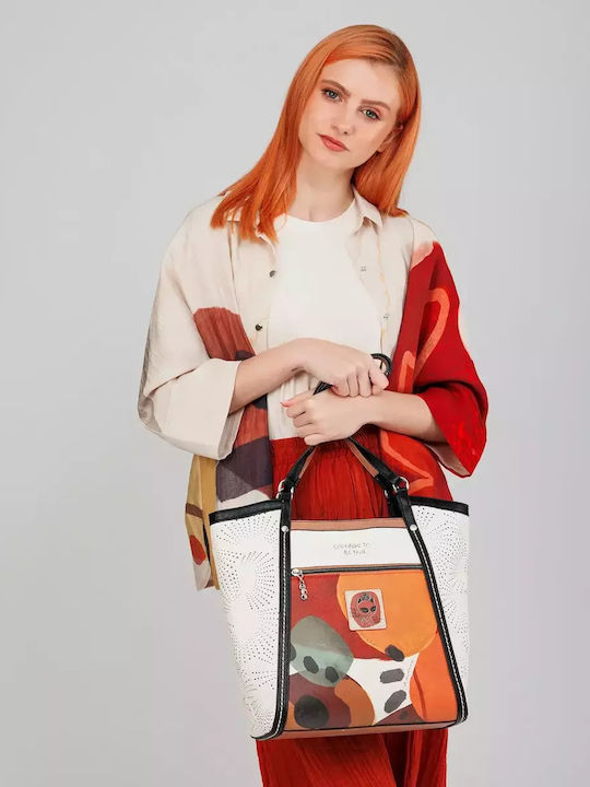 Γυναικεία Τσάντα Shopper Ώμου Εκρού