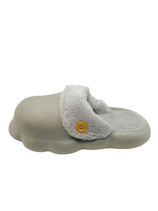 Men's Slippers with Fur Gray