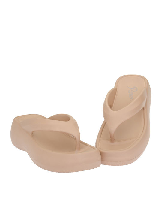Women's Platform Flip Flops Beige