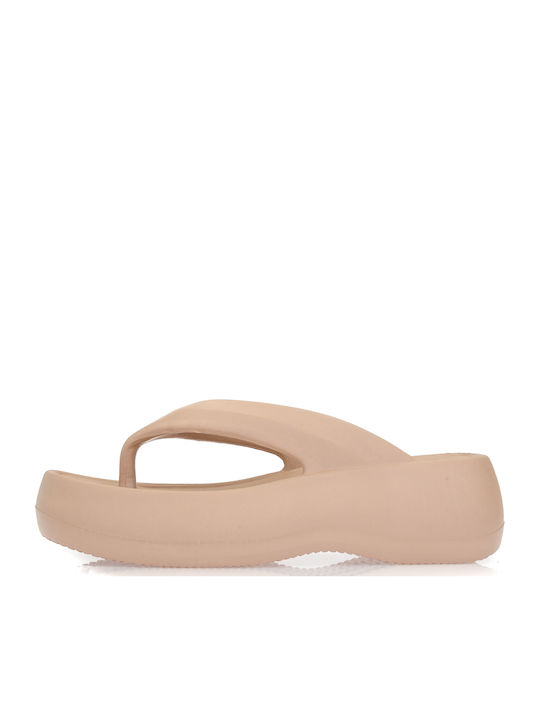 Women's Platform Flip Flops Beige