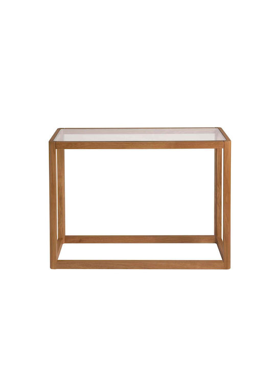 Konsole Oak Wood Glass L100xB32xH75cm