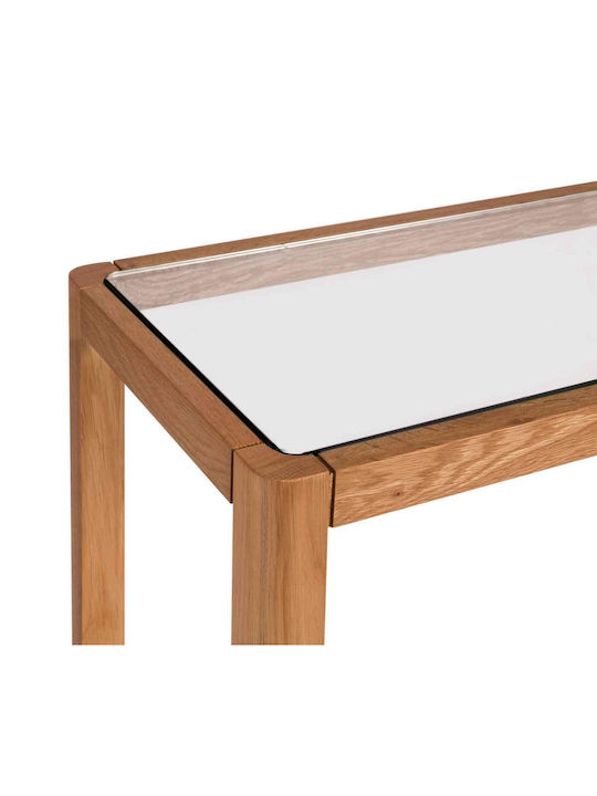 Konsole Oak Wood Glass L100xB32xH75cm